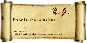 Mateicska Janina névjegykártya